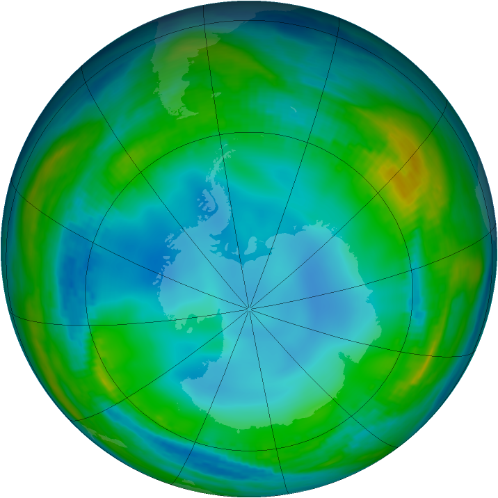Antarctic ozone map for 09 July 1985
